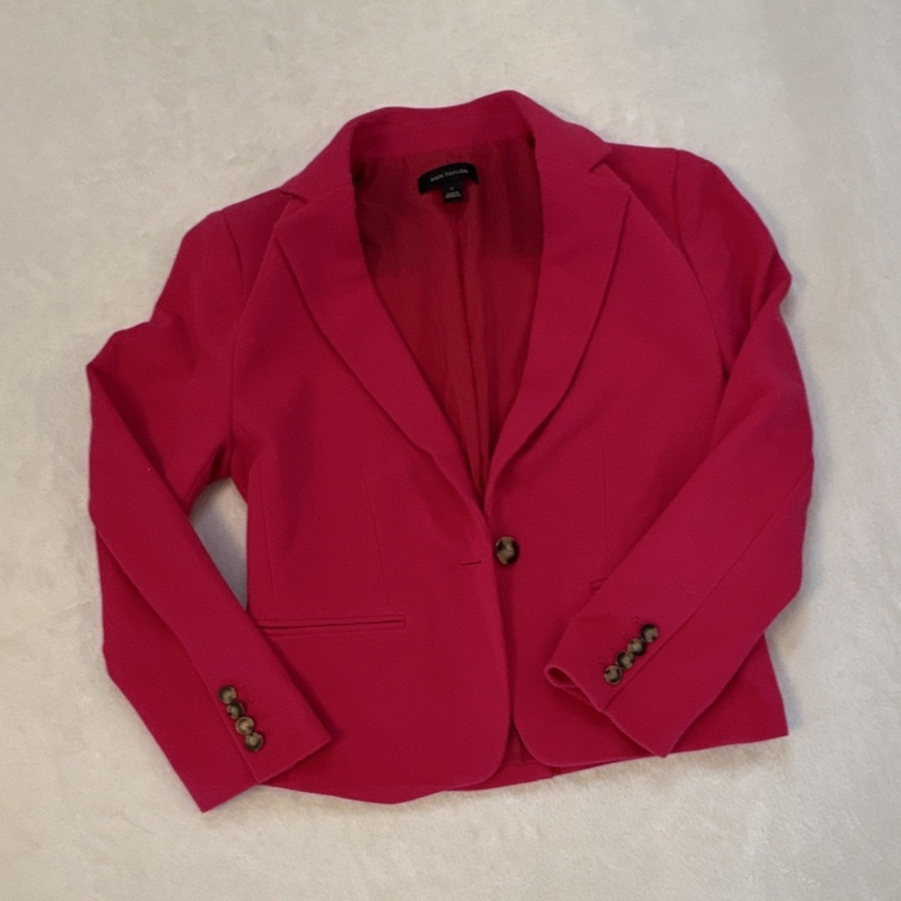 Ann Taylor Pink Blazer‎ Suit Jacket Women's Size 2 Notch Lapel Single-Breasted
